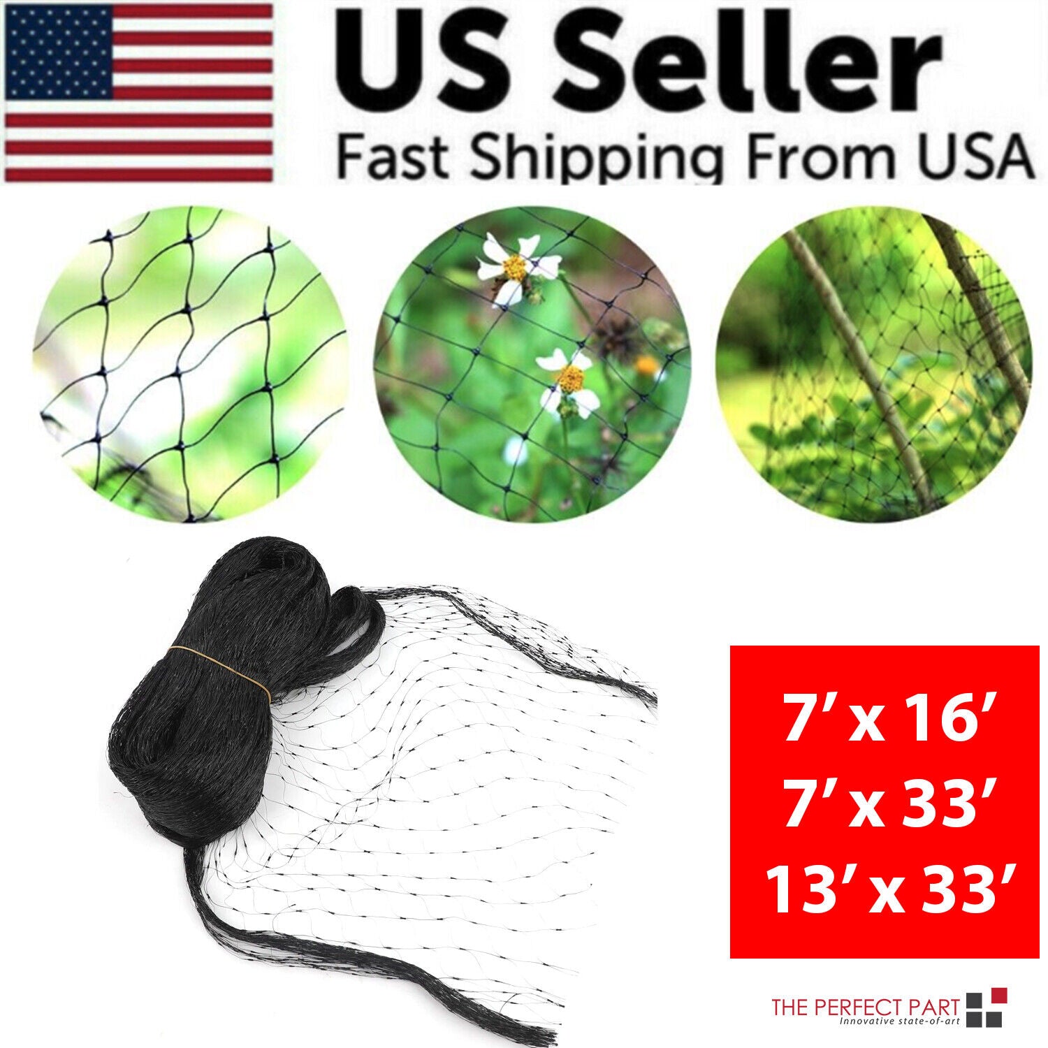 33FT Anti Bird Netting Pond Net Protection Tree Crops Plants Fruits