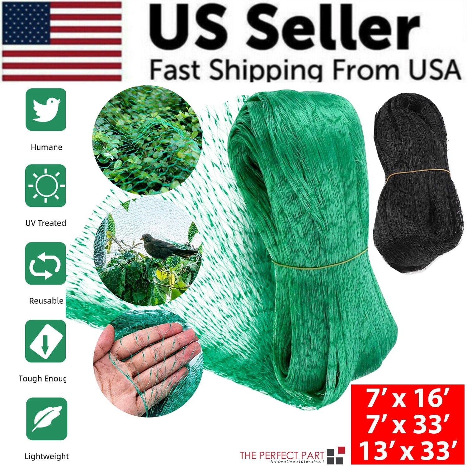 33FT Anti Bird Netting Pond Net Protection Tree Crops Plants Fruits