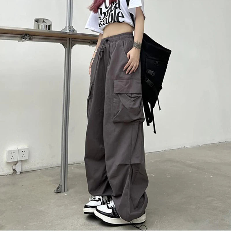 2024 Women Casual Joggers Tech Pants Solid Low Waist Pants Drawstring