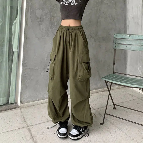 2024 Women Casual Joggers Tech Pants Solid Low Waist Pants Drawstring