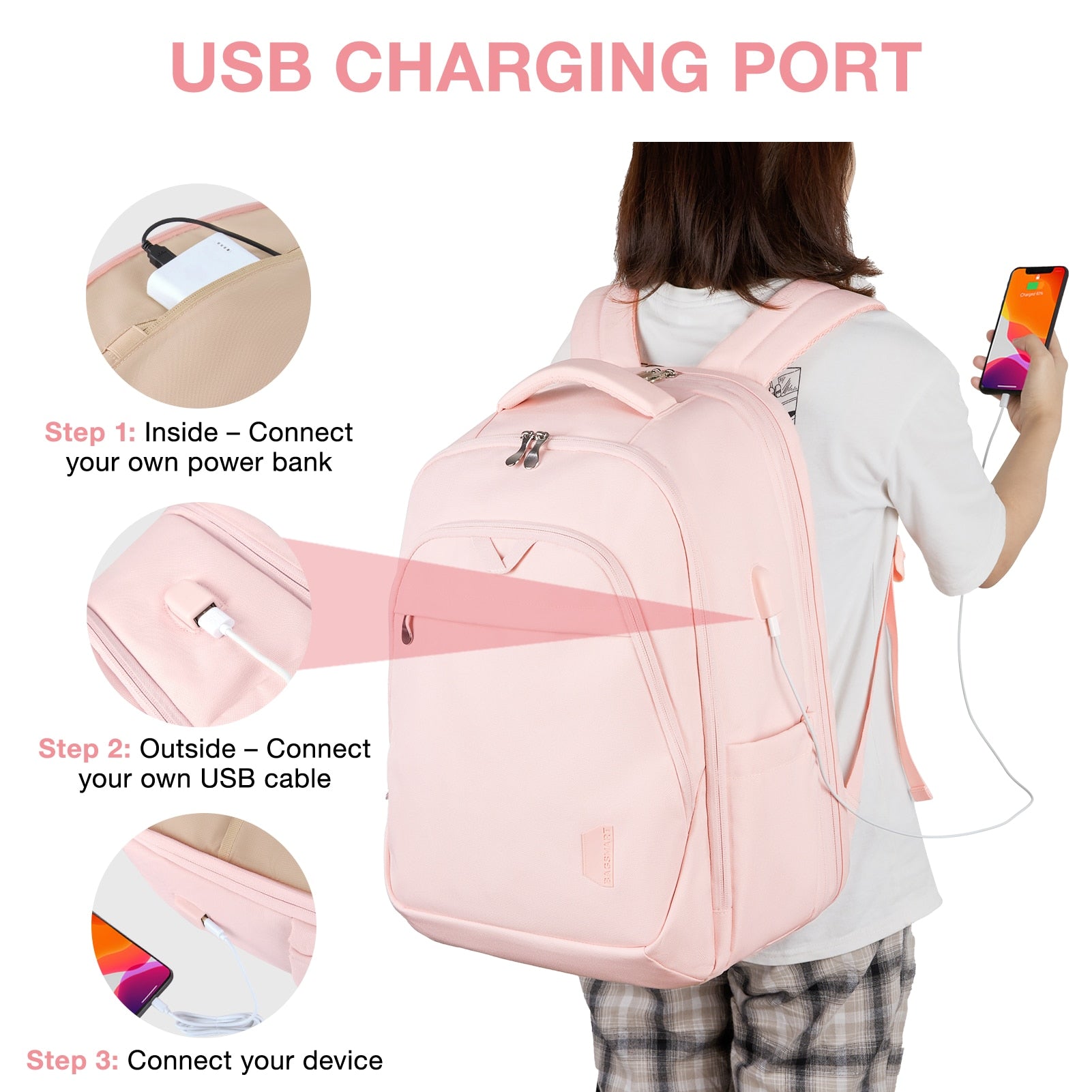 Bagsmart Women's Backpack Anti-theft Large Waterproof College