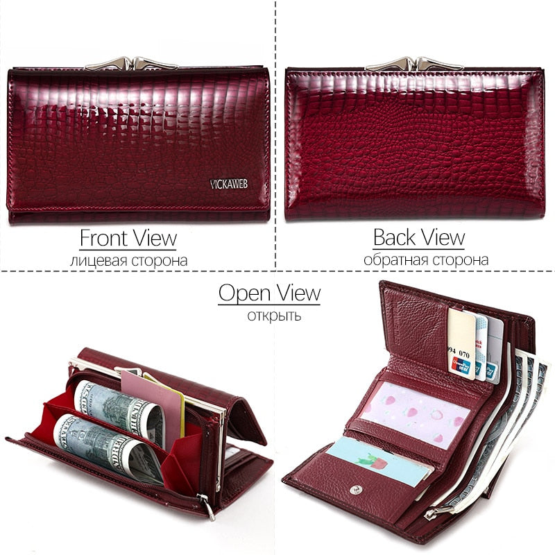 Free Gift Women Genuine Leather Short Wallet Female Fashion Purses