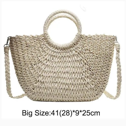 Summer Handmade Bags for Women Beach Weaving Ladies Straw Bag Wrapped