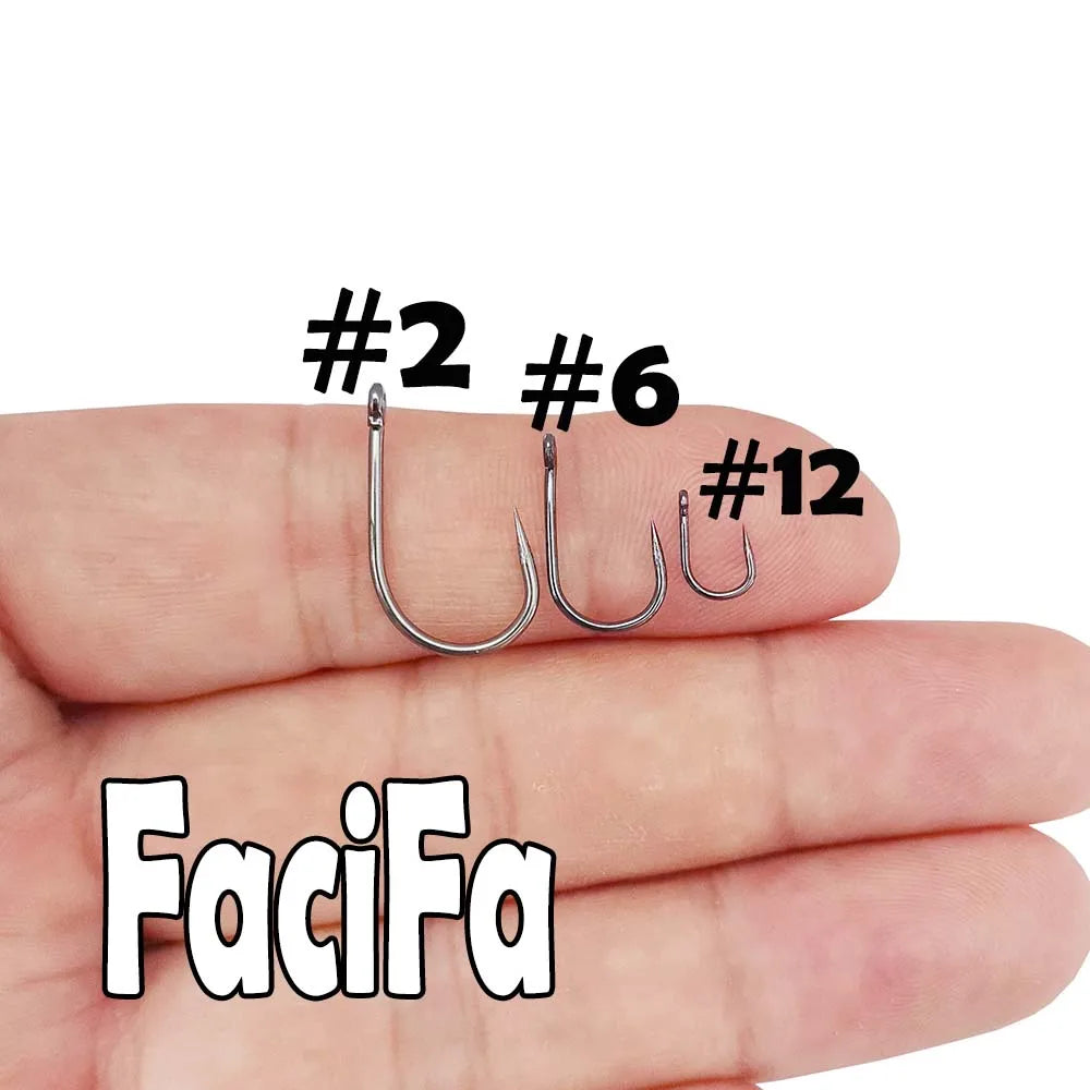 50 pcs Non-barb barbless Circle Carp Fishing Hooks with Hole Size 2 4