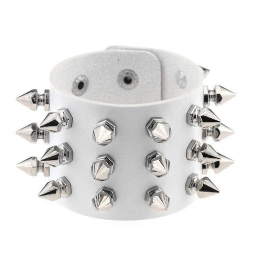 2024 Pu Leather Studded Bracelet Choker Punk Spike Rivets Cuff Black