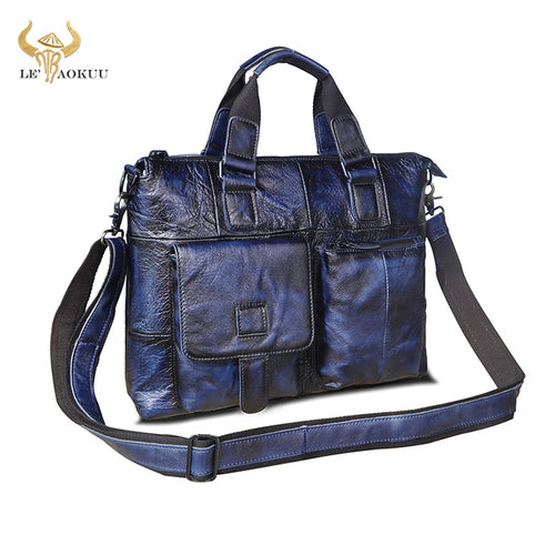 Men Real Leather Antique Design Travel Business Executive Briefcase