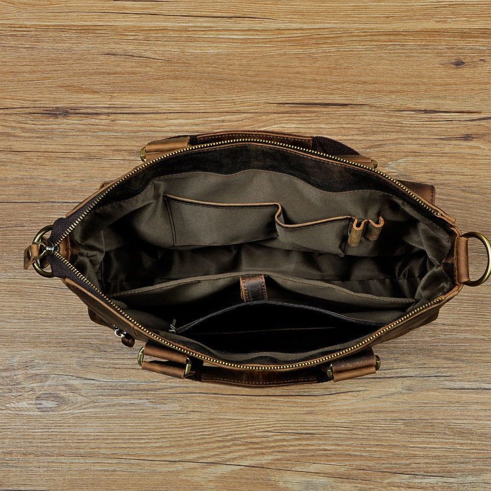 Men Real Leather Antique Design Travel Business Executive Briefcase