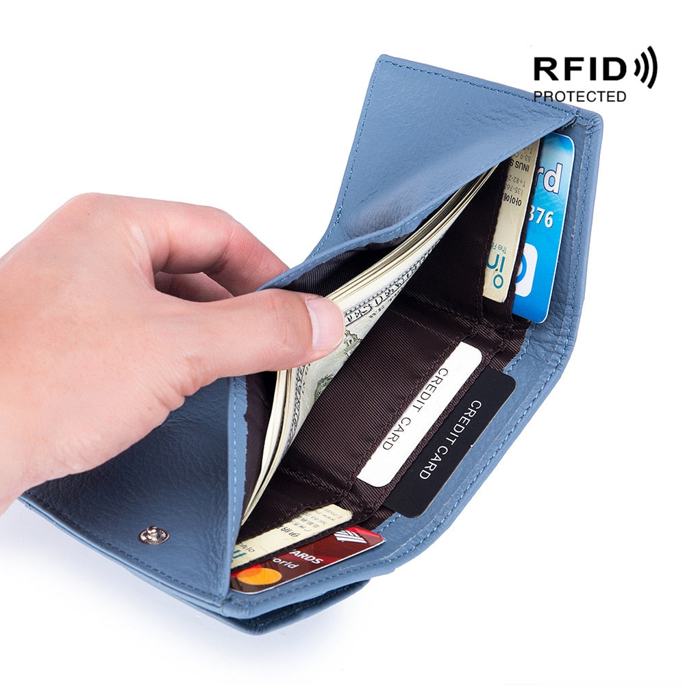 Women's Genuine Leather Mini Wallet | Women's Cowhide Leather Wallet -