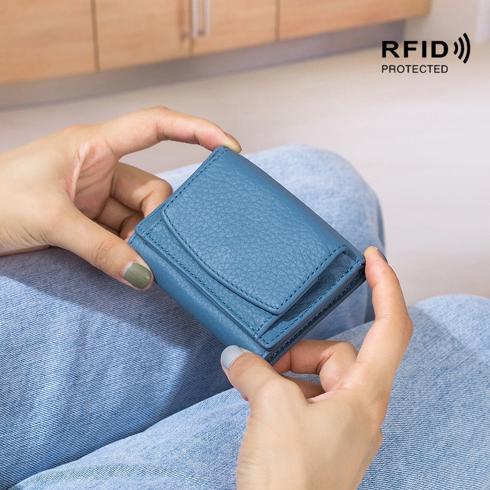 Women's Genuine Leather Mini Wallet | Women's Cowhide Leather Wallet -