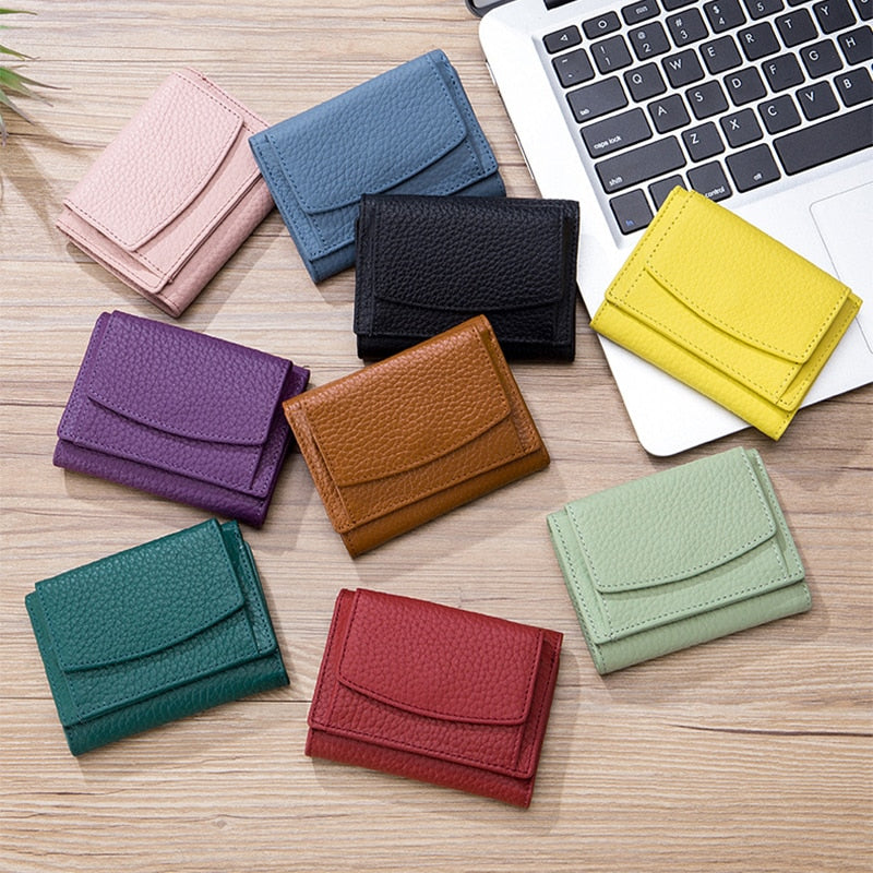 Women's Genuine Leather Mini Wallet | Women's Cowhide Leather Wallet -