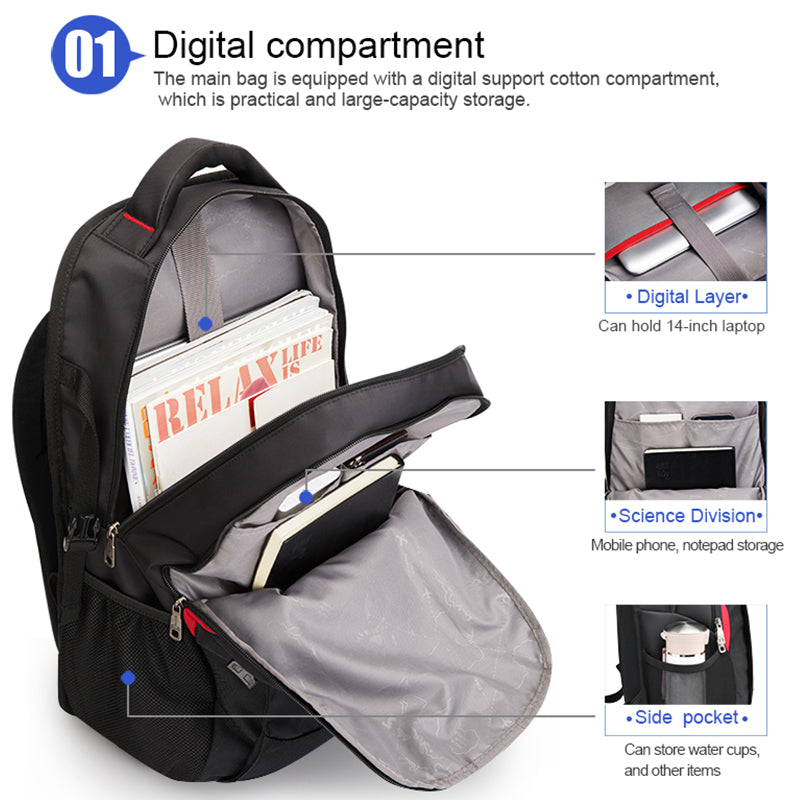 OIWAS School Bags 14 Inch Laptop Backpacks Waterproof Nylon 29L Casual