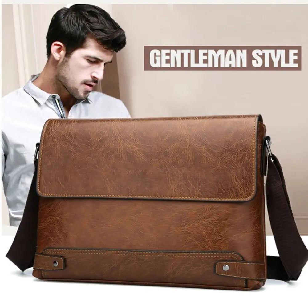 Briefcase For Men PU Leather Tote Boston Commuting Laptop Shoulder