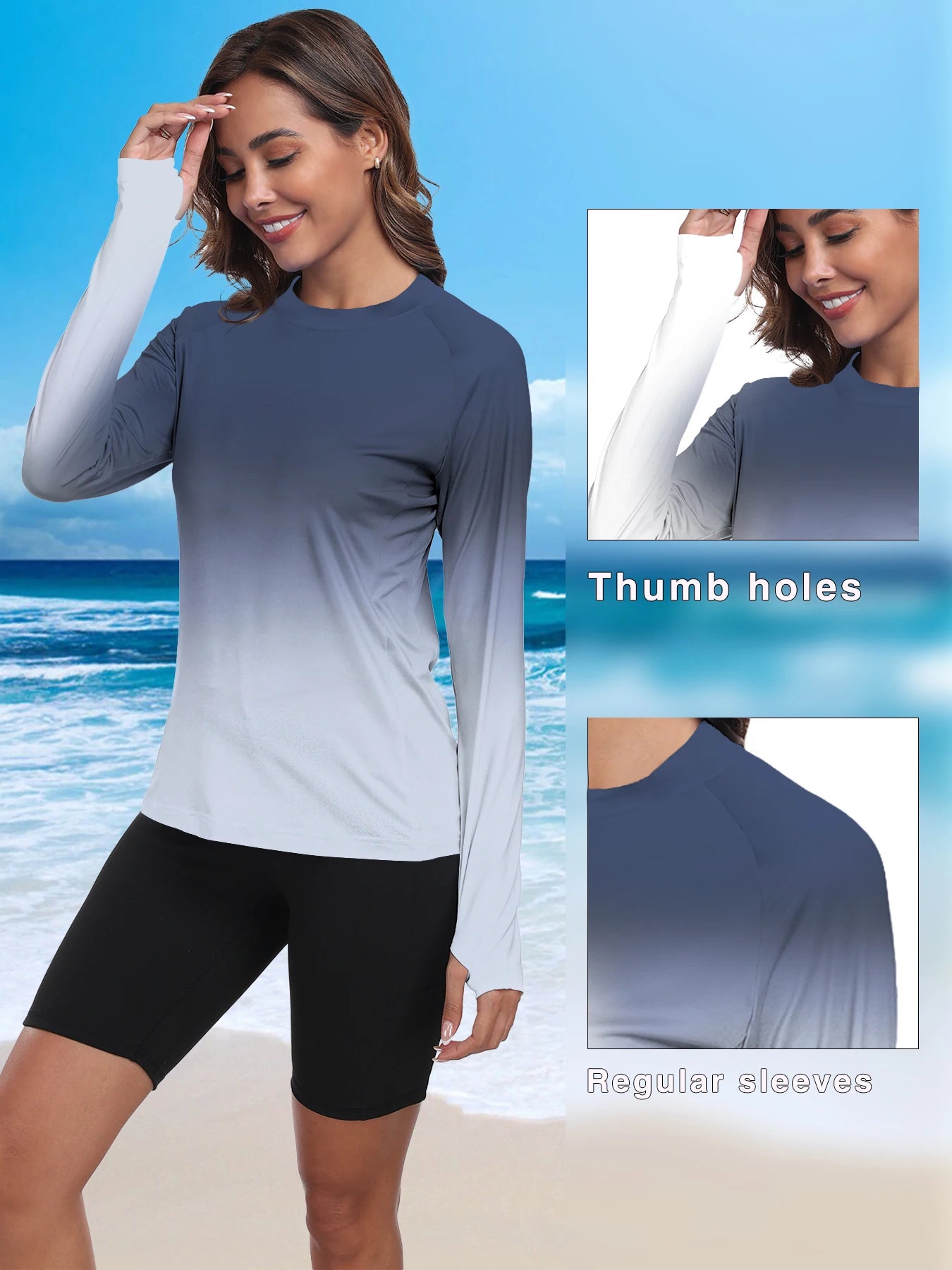 Women's UPF 50+ Sun Shirts Long Sleeve UV Protection Rash Guard