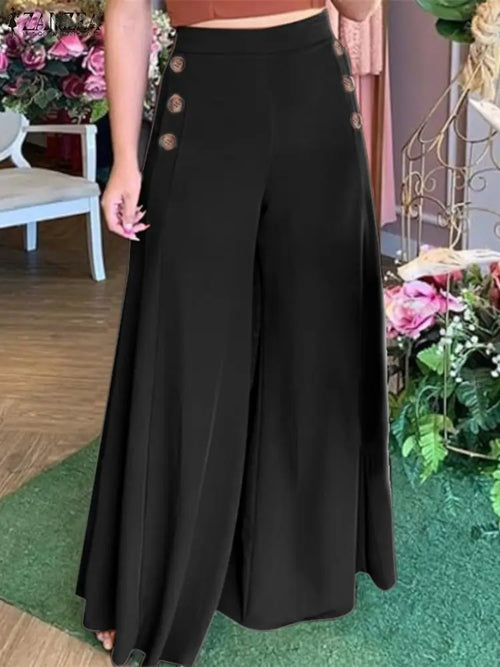 2023 Summer Casual Suit Pants ZANZEA Elegant OL Women Wide Leg Pant
