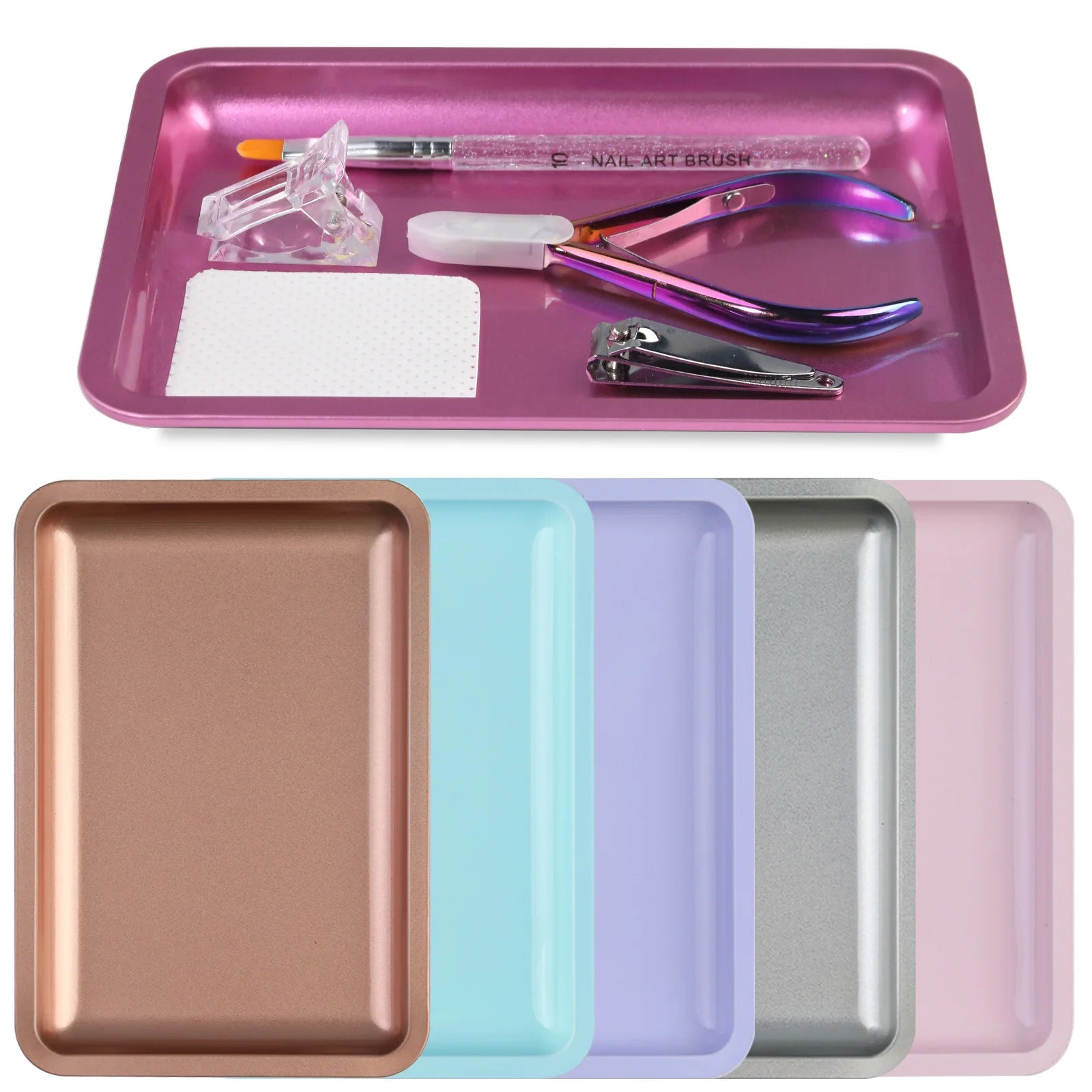 1PC Square Stainless Steel Cosmetic Storage Tray Nail Art Manicure