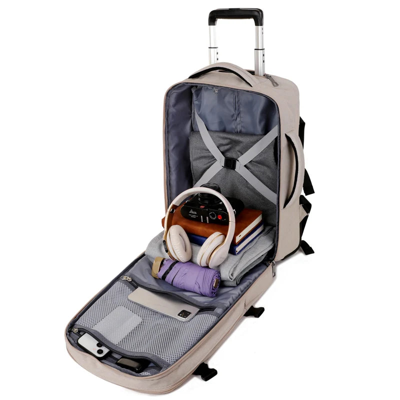 Rolling Backpack Carry On Luggage, Travel Laptop Backpack with Wheels