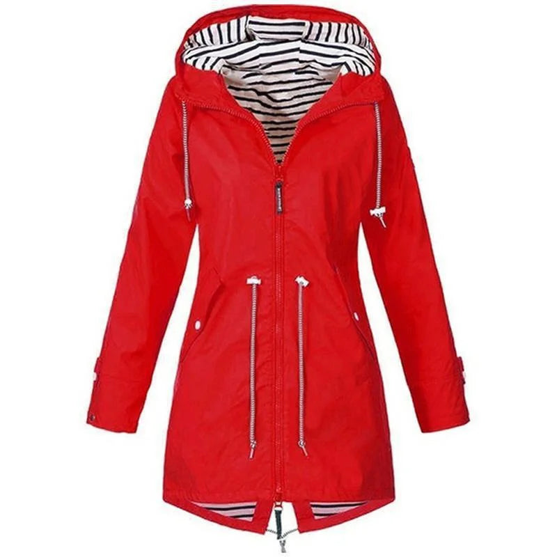 Womens Waterproof Raincoat Casual Basic Outdoors Trench Lightweight