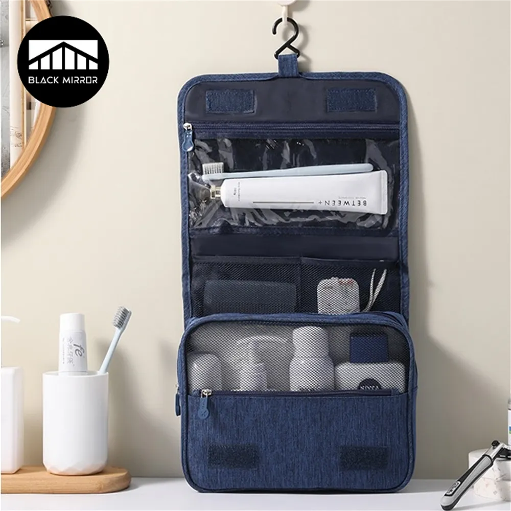 Portable Toiletry Washbag with Hanging Hook Waterproof Women Bathroom
