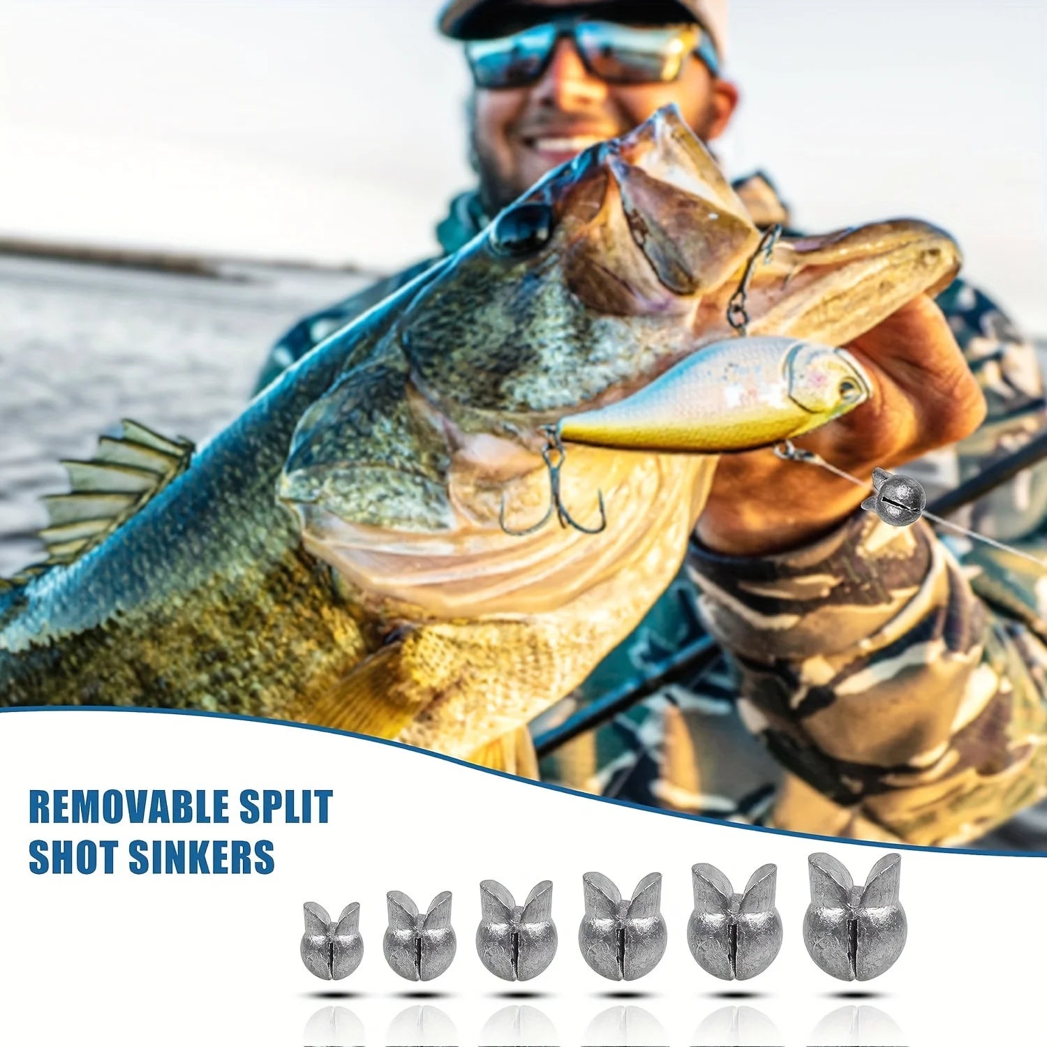 60/120pcs Fishing Weights Kit,Premium Split Shot Sinkers with 5