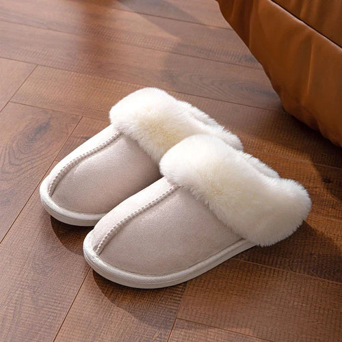 2024 Winter Warm Flat Fur Slippers Women Faux Suede Fluffy Furry Home