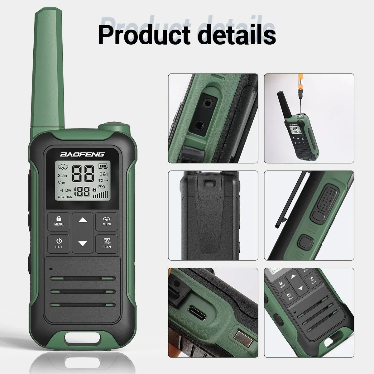 2pcs Baofeng F22 Mini Walkie Talkie PMR FRS Long Range Rechargable