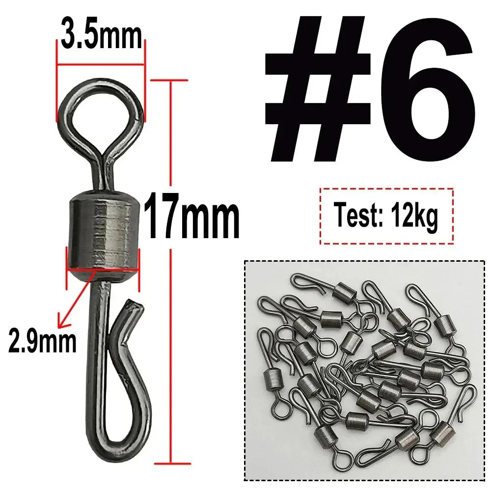 50pcs Bearing Swivel Fishing Connector Q Shaped Quick Change Swivels