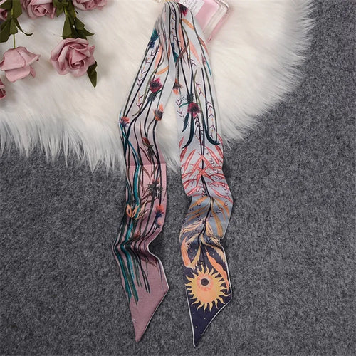 2024 New Luxury Brand Scarf Tarot Women Scarf Bag Hair Skinny Silk