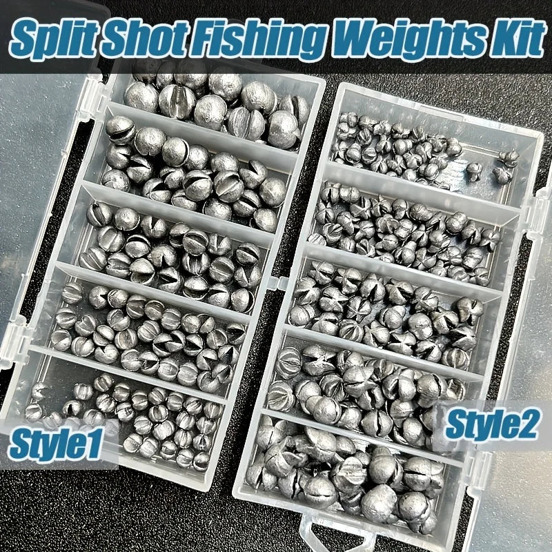 60/120pcs Fishing Weights Kit,Premium Split Shot Sinkers with 5