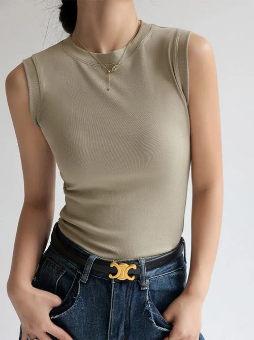 Camisole Vest for Women  Round Neck Colourful Basic Sleeveless