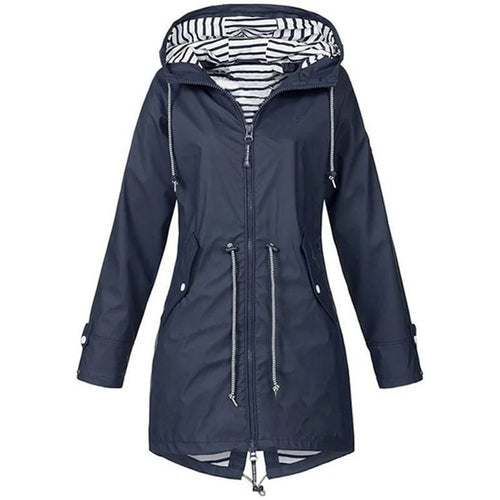 Womens Waterproof Raincoat Casual Basic Outdoors Trench Lightweight
