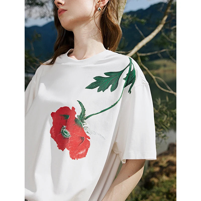 TOYOUTH Women Short Sleeve T-shirt 2025 Spring New Lyocell Velvet