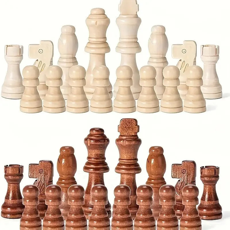 32Pcs Sturdy Wooden Chess Standard Tournamen Staunton Wood Chessmen