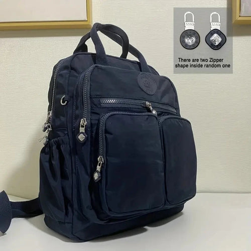 Fashion Woman Backpack Waterproof Nylon Soft Handle Solid Multi-pocket