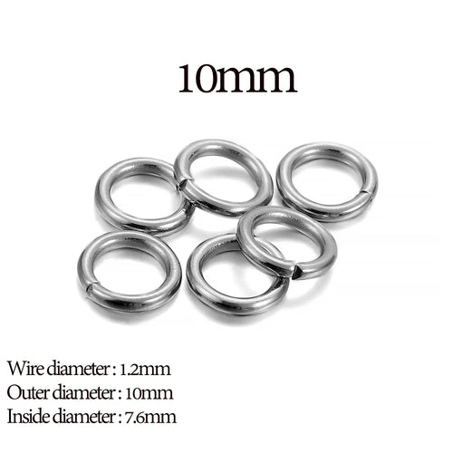 30-200Pcs 3-25mm Stainless Steel Split Ring Open Single Loops Jump