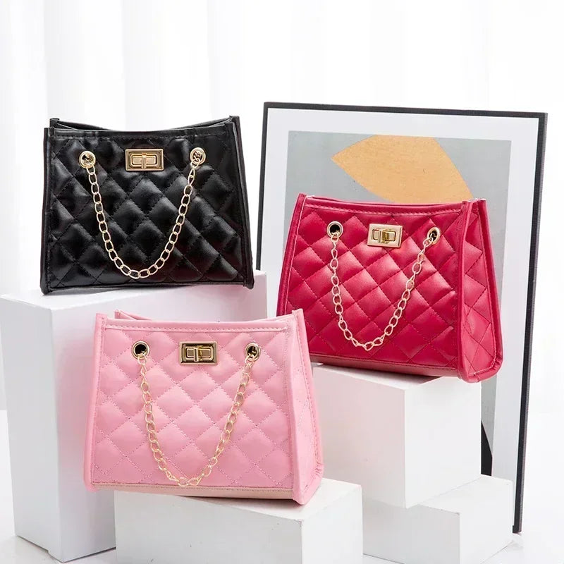 Women's Tote Bags, Handbag with Chains, Diamond Lattice Underarm