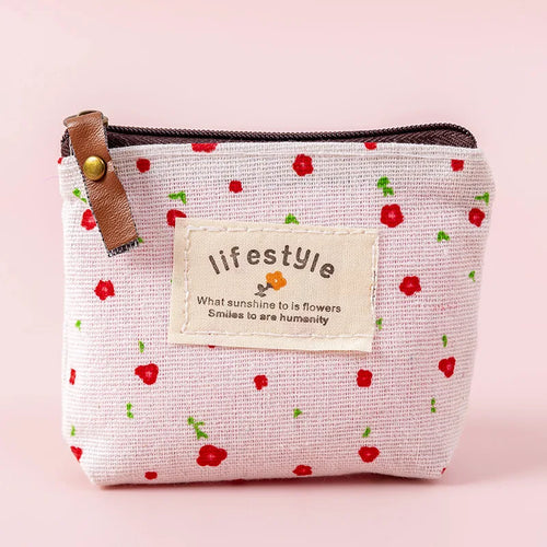 Fashion Flower Pattern Coin Purses Small Fresh Canvas Coin Wallet Lady