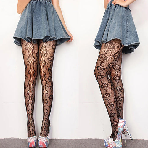 Woman Girls Gothic Cartoon Fishnet Stockings Snake Kuromies Skull