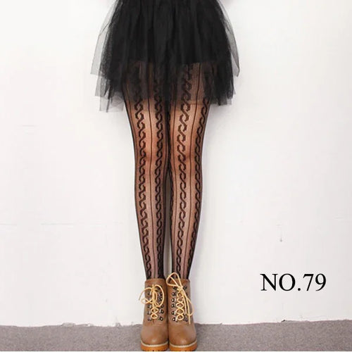 Woman Girls Gothic Cartoon Fishnet Stockings Snake Kuromies Skull