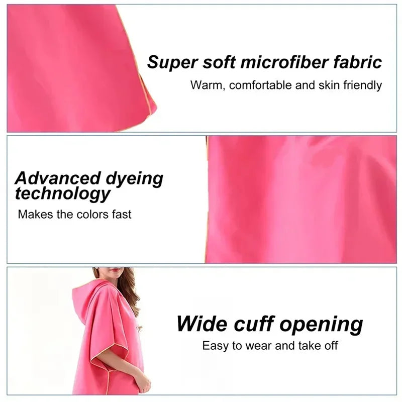 Microfiber Hooded Towel Men Women for Swim Beach Travel Quick Dry
