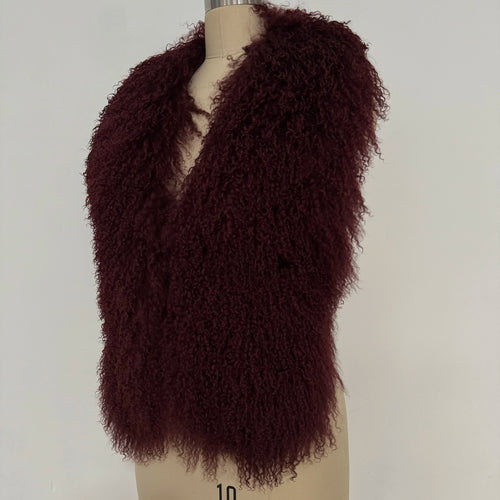 Fluffy Luxury  Real Mongolian Fur Halter Vests Women Solid Deep V-Neck