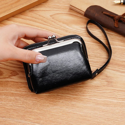 Vintage Women Card Holder Wallet Small Clutch Bag with Lanyard Large
