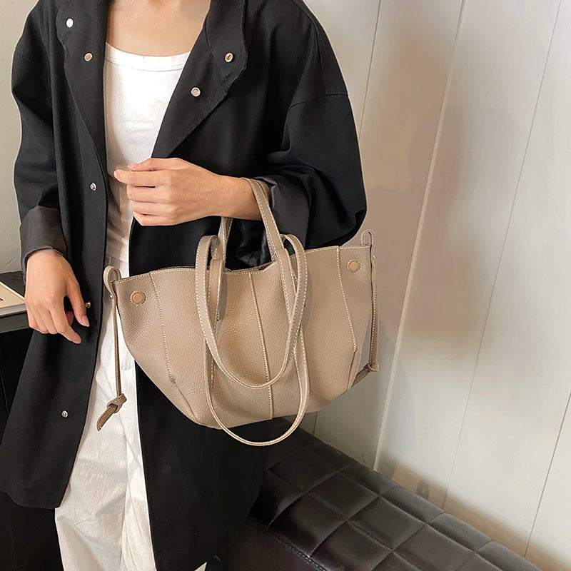 Vintage Shoulder Bags for Women PU Leather Tote Underarm Bags Leisure