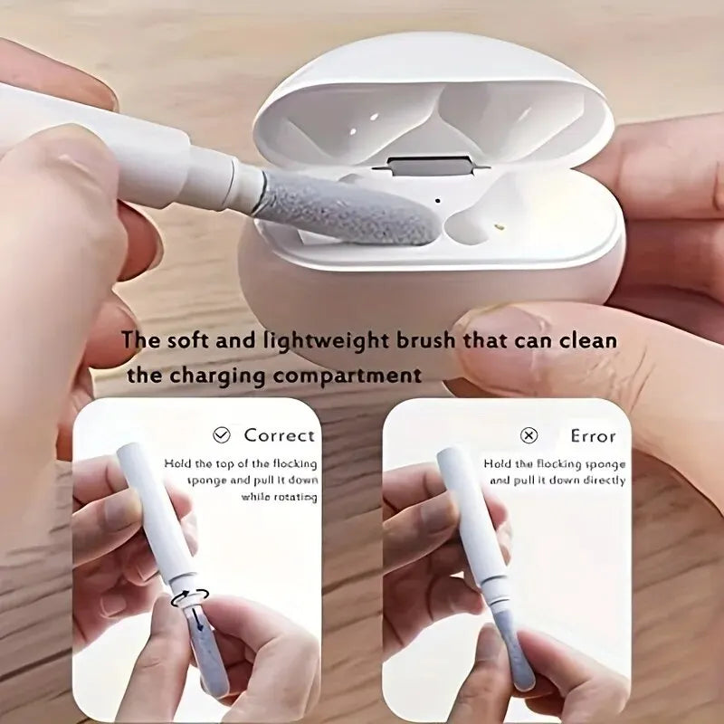3-in-1 Small Bluetooth Earbud Cleaning Tool Multi-function Cleaning