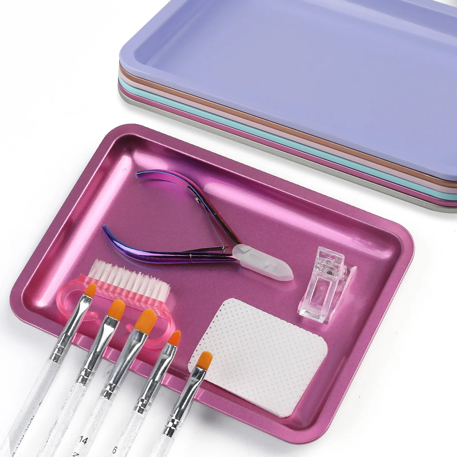 1PC Square Stainless Steel Cosmetic Storage Tray Nail Art Manicure
