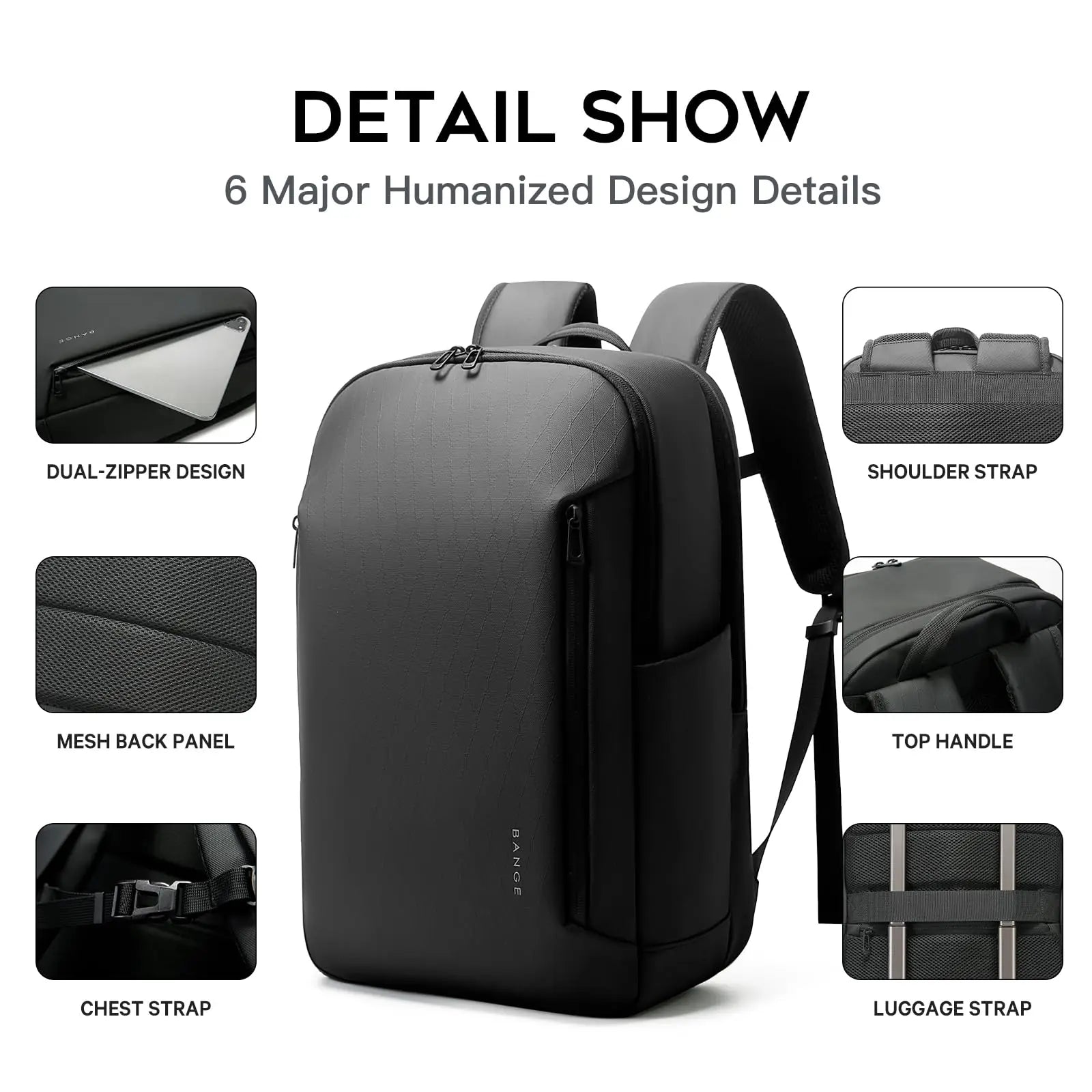 BANGE New Casual Multi-Pockets Big Capacity Daily 15.6inch Laptop