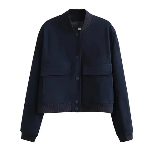 1PCS Woman Bomber Jacket Coat White Autumn Winter Button Baseball