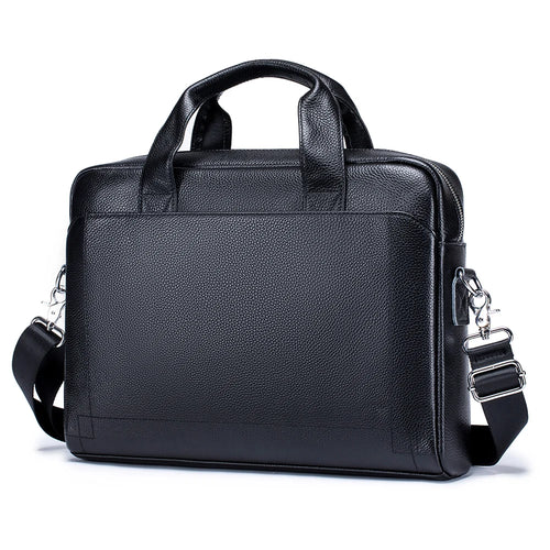 Men's leather handbag, top layer cowhide briefcase, leather laptop