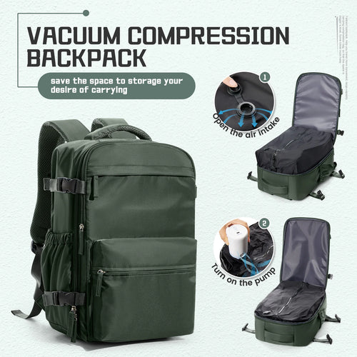 Men Vacuum Compression Backpack 15.6in Laptop Backpack Expand Hiking