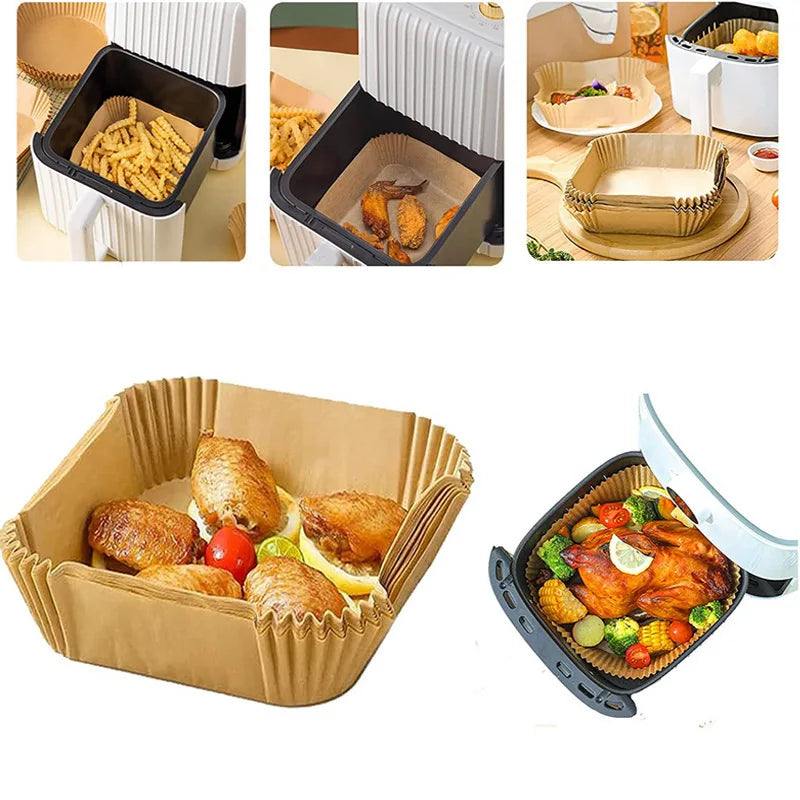 50Pcs Disposable Air Fryer Paper Oil Absorbing And Anti Oil Paper Tray