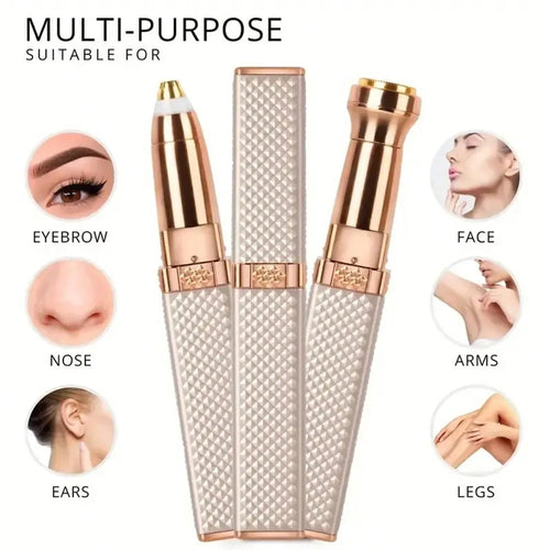 1pc Rechargeable 2-In-1 Eyebrow Razor And Hair Shaver With LED Light -